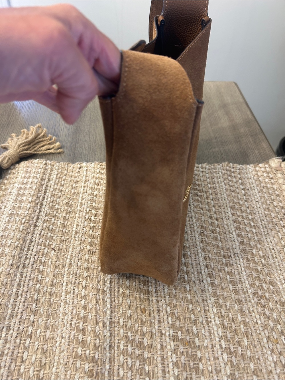 Coach Brown Suede Shoulder Bag with Gold Logo - Picture 6 of 7
